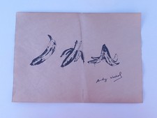 Andy Warhol painting drawing on old paper signed stamped vtg picture