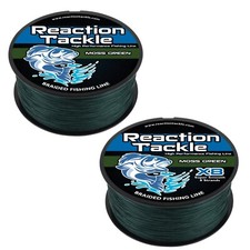 Reaction Tackle Braided Fishing Line Moss Green 4 and 8 Strands PE picture