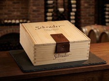 Schrader Napa Valley Classic Wines Empty Wooden Wine Box Crate w/ Leather Strap picture