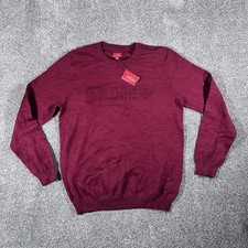 Guess Los Angeles Mens Large Burgundy Logo Crewneck Sweater NWT picture