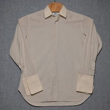 Brioni Dress Shirt Mens 15R Italy Vintage French Cuff Micro Check Old Money picture