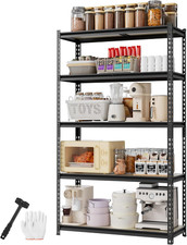 2180LBS Capacity 5-Tier Black Shelving, 35.4”Wx11.8”Dx72”H picture