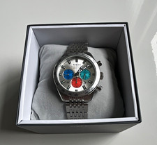 Timex Waterbury 41mm Quartz Chronograph Date 100m Tachymeter SS Watch picture