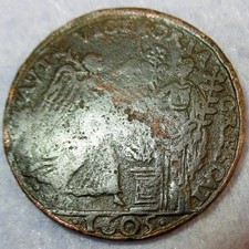 1605 Spain Archduke Albert and Infanta Isabella Spanish Netherlands Copper Penny picture