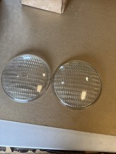 Vtg Set 7 Inch Round Glass Only Replacement Jeep Nos New Headlight Lamp Ribbed picture
