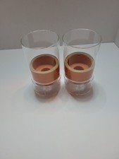 Heath Ceramics Float Modern Hurricane Candle Holders Set of 2 Clear Terracotta picture