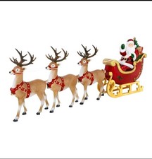 NEW 9 ft. Giant-Sized LED Santa's Sleigh with Reindeer Holiday Yard Decoration picture