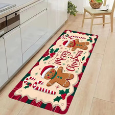 Christmas Gingerbread Man Doormat Soft Noise Reducing Entrance Rug picture