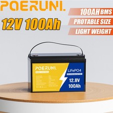NEW 12V 100Ah LiFePO4 Lithium Battery 8000+ Deep Cycle BMS for Solar RV Off-grid picture