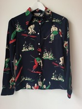 Vintage Cacharel Shirt Ski Hockey Novelty Print Switzerland Sz 40/S Rare picture