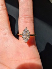 3Ct Marquise Cut Moissanite Solitaire Women Engagement Ring 14K Gold Plated picture