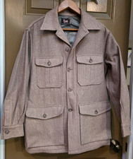 VINTAGE 50s Woolrich Mackinaw Cruiser Shacket Jacket Herringbone Wool USA Mens M picture