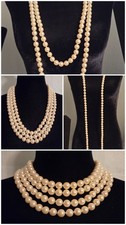 Vintage Luxury Creamy Ivory Knotted Faux Pearl Necklace 72