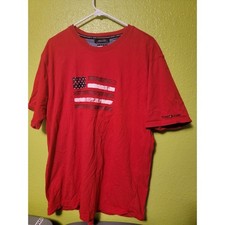 Sleeve Graphic Tee Mens & Womens, Gildan Heavy Cotton, Vintage USA Flag Red picture
