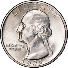 1936-S Washington Silver Quarter GEM BU BLAZING WHITE NICE GEM R005 IZDPE picture