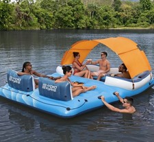 Large Tropical Tahiti Inflatable Party Island Float Lake Raft w Sun Canopy Shade picture
