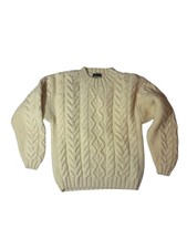 Vintage J.Crew Cream Wool Cable Knit Fisherman Mock Neck Sweater Size Small picture