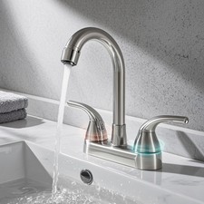 4Inch Brushed Nicke RV Bathroom Sink Faucet Mixer Top Double Handle Plastic US picture