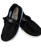 Hey Dude Wendy Slub Canvas Womens Slip On Loafer Size 8W Black Comfort Foam picture