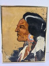 R.J. Dauksis Signed Original Oil Native American Chief Portrait Framed 20x16 picture