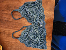Colsie Women’s Floral Lace Wireless Bralette, Turquoise, Adjustable Straps L picture