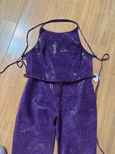Vintage Y2K Wilsons Maxima Leather Top & Pants Purple Floral picture