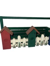 Fun Vintage rare Garden Caddy Wood Bird Houses & Fence 15” Long picture