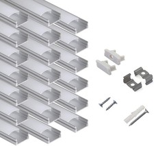 20-Pack 6.6ft/ 2Meter U Shape LED Aluminum Channel System with Milky Cover, End picture
