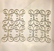 Pair of Vintage Reclaimed Wrought Iron Wall Grilles White 16x11  picture