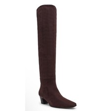 DV Dolce Vita Stryker Dark Brown Faux Suede Over The Knee Block Heel Boots 6.5 picture