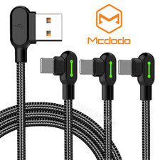 3 Pack Mcdodo 90 Degree USB Cable Lot LED Fast Charge Data For iPhone Charger SE picture