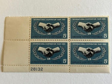 1965 US Stamp Scott # 1266 Plate Block Of 4 United Nations 5c MNH OG picture