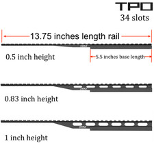 Riser Mount Extended Extra Long Picatinny Rail 34 slot for Red Dot/ Scope/ Laser picture