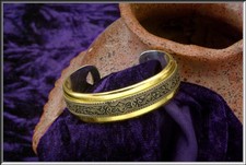 Gorgeous Vtg Signed ALBERT FLAMAND Paris Fladium Damascene Cuff BRACELET  RARE picture