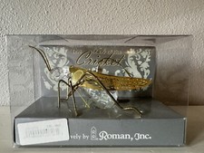 Vtg ROMAN INC THE TALE OF THE CRICKET Ornament Crystal w Filigree wings '99 NIB picture