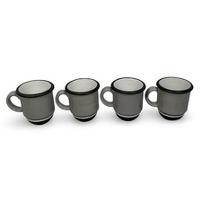 Dansk Stacking Stripe Mugs Set of 4 Gray Black Stoneware Stackable Coffee Cups picture