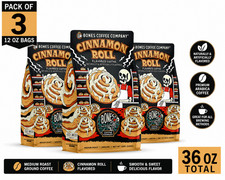 Bones Coffee Cinnamon Roll Ground Coffee 12 oz Bags Pack of 3 Medium Roast picture