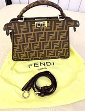 Fendi Women's Small Brown Zucca FF Top Handle Satchel Turn Lock Dust Bag picture