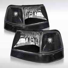 Fit 1998-2000 Ford Ranger Diamond Black Headlights+Corner Turn Signal Lamps Pair picture