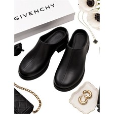 Givenchy Black G Leather Rubber Mule Clogs EU 39 Logo Slip On COA Excellent Used picture