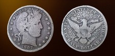 1907-D BARBER HALF DOLLAR (G+ / VG) Very Good. Nice Original Coin .90 Silver  picture