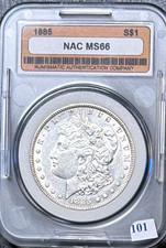 Morgan Silver Dollar 1885-P $1 Business Strike NAC MS66 LOOKS LIKE PL KM#110 0.9 picture