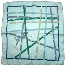Hermes Carre 45 Gavroche Bolduc Ribbon Silk Scarf Light Blue Excellent picture