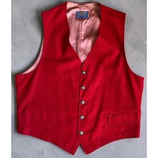 Vintage Pendleton Mens Red 100% Virgin Wool 5-Button Vest Western Liner Pocket picture