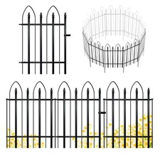 5 Panel Metal Garden Fence, 10ft No-Dig Decorative Border for Flower Bed, Pet picture