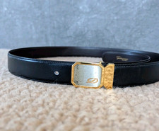 Vintage S.T. Dupont Reversible Leather Belt with Two-Tone Plaque Buckle Sz US 36 picture