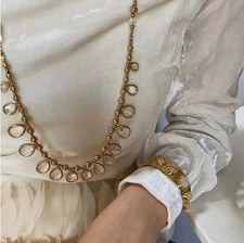 GOOSSENS Fashion Charm Crystal Water Drop Geometric Necklace Sweater Chain picture