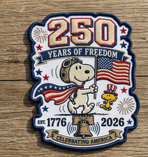 Embroidered Patriotic Snoopy 250 Years Freedom USA Anniversary Patch picture