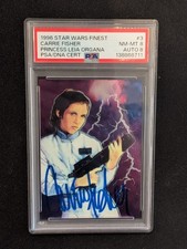 1996 Star Wars Finest Princess Leia Organa #3 Carrie Fisher Auto PSA/DNA 8 Pop 1 picture