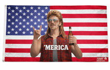 ’Merica Patriotic USA Flag 3x5 ft Funny American flag Man Cave Banner Joe Dirt picture